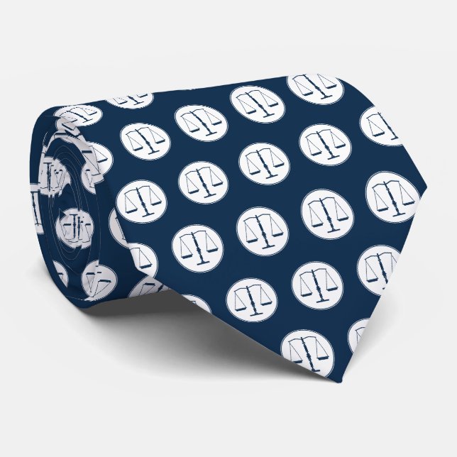 Cravate Scales du motif de la justice | Bleu profond (Roulé)