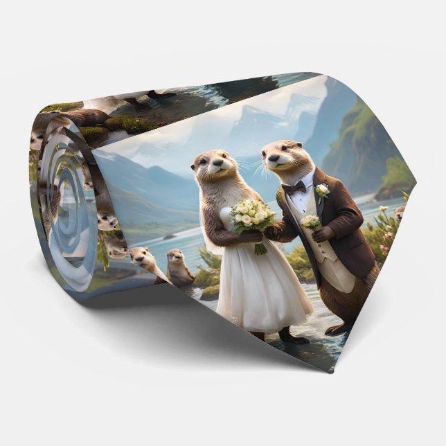 Cravate **"Scellé avec un baiser : Otterly in Love"** (Roulé)