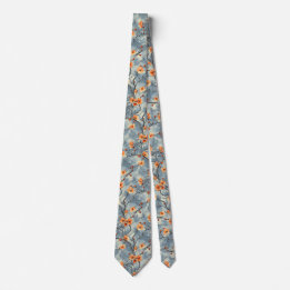 Cravate Scène florale en bleu