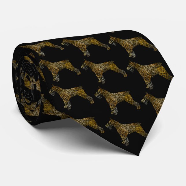 Cravate Schnauzer Chien Silhouette Halloween Noir Cou (Roulé)
