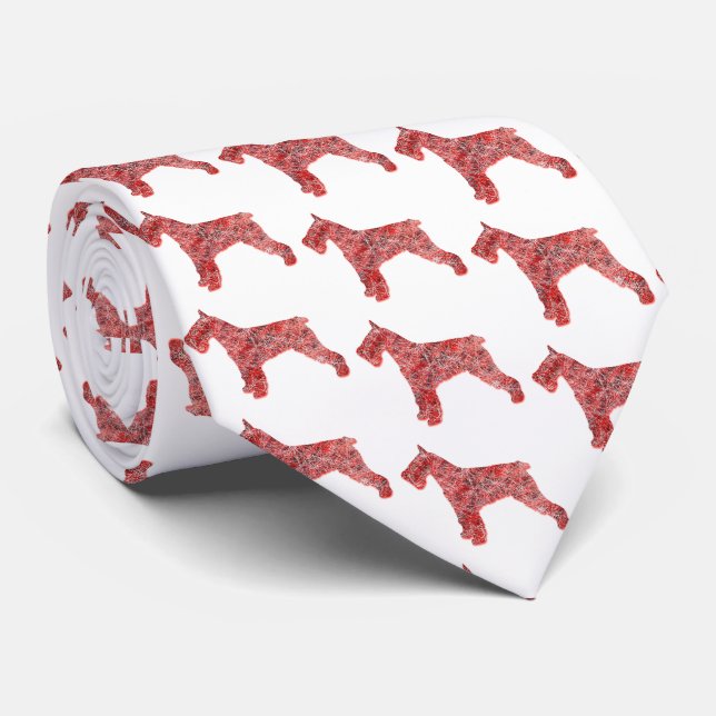 Cravate Schnauzer Christmas Chien Silhouette White Necktie (Roulé)