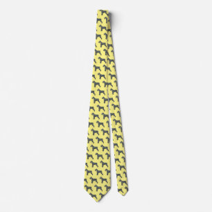 Cravate Schnauzer Silhouette Jaune & Grille noire Jaune