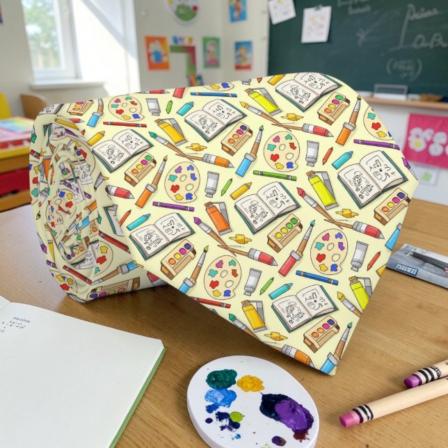 Cravate School Art Teacher Pattern Necktie Tie (Créateur téléchargé)