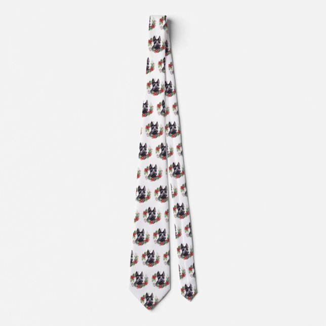 Cravate Scottish Terrier Christmas Wreath Festive Pup (Devant)
