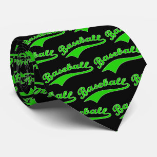 Cravate Script De Baseball En Vert