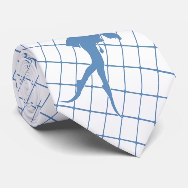 Cravate Scuba Diver sur Blue Check Necktie (Roulé)