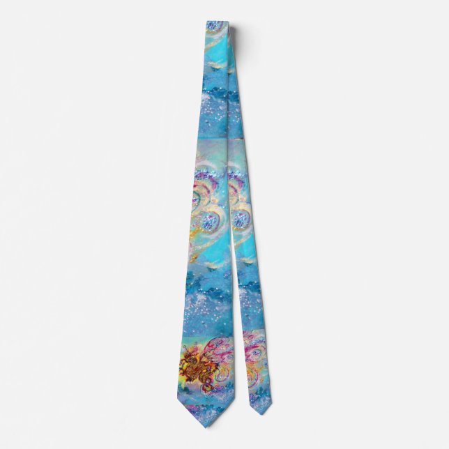 Cravate SEA DRAGON Aqua Imaginaire bleu (Devant)