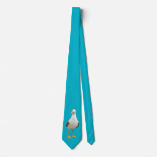 Cravate Seagull Bird on Turquoise