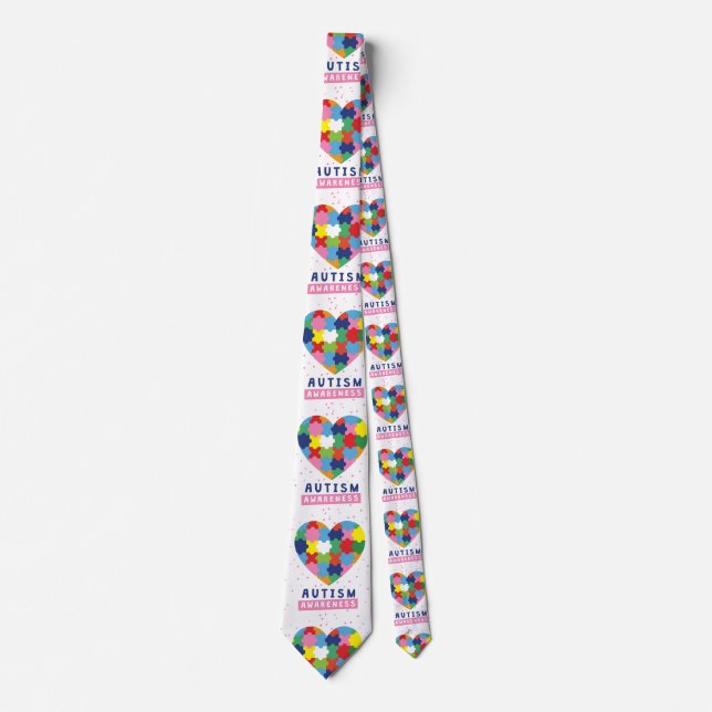 Cravate sensibilisation sur l'autisme rose mens necktie cr (Devant)