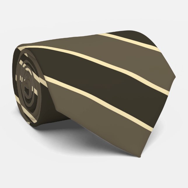 Cravate Sepia Tone Earthy Browns And Pale Yellow Stripes (Roulé)