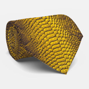 Cravate Serpent jaune Cuir Texture Snakeskin