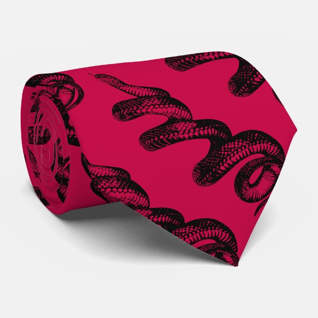 Cravate serpent venimeux avec arrière - plan rouge (Roulé)