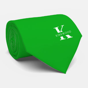 Cravate Shamrock Green Elegant Monogramme + Nom