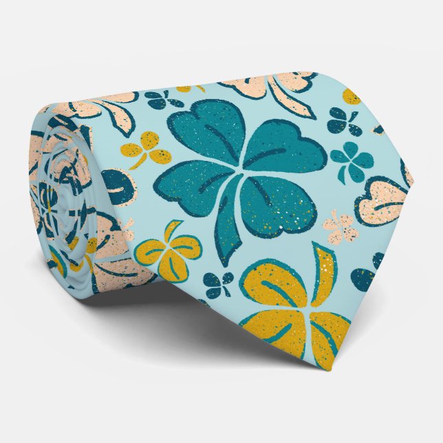 Cravate Shamrock moderne vert Lucky Clover Motif Neck Ti (Roulé)