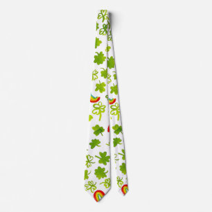 Cravate Shamrocks d'aquarelle et irlandais Rainbows