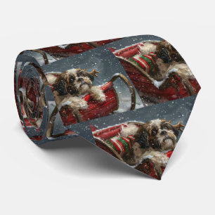 Cravate Shih Tzu Chien Festif de Noël