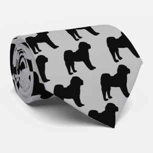 Cravate Silhouette de chien chinois Shar Pei