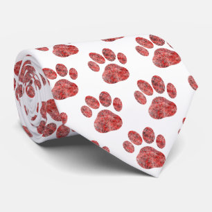 Cravate Silhouette de patte d'animal blanche sur col blanc