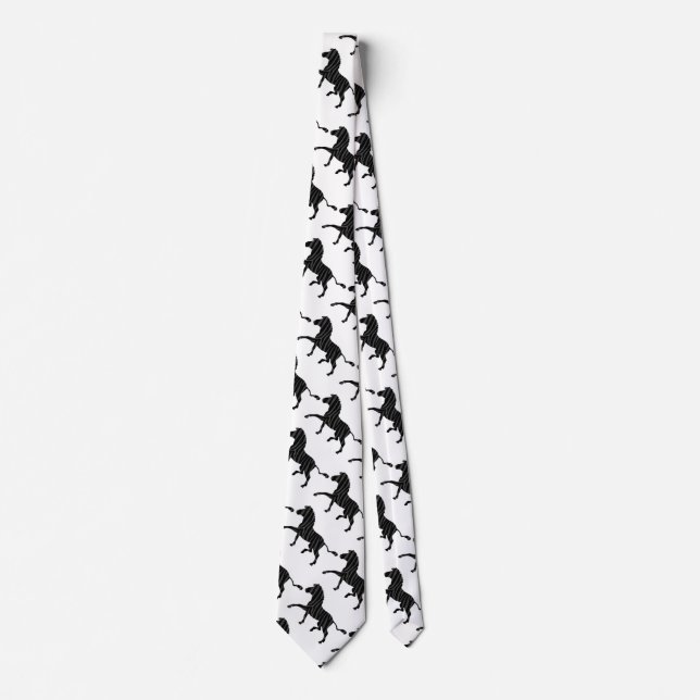 Cravate Silhouette d'impression noir et gris Zebra (Devant)