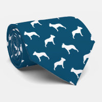Silhouettes de Boston Terrier Motif bleu et blanc