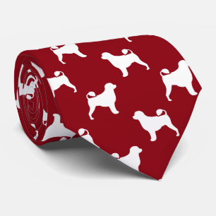Cravate Silhouettes de chien d'eau portugais rouge Motif