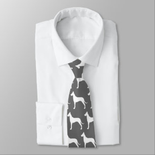 Cravate Silhouettes de grands chiens danois gris et blanc