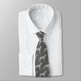 Cravate Silhouettes de race de chien gris Motif gris