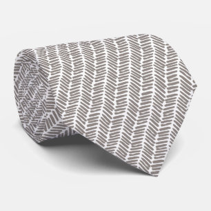 Cravate Simple Éléphant Blanc Gris Abstrait Chevron