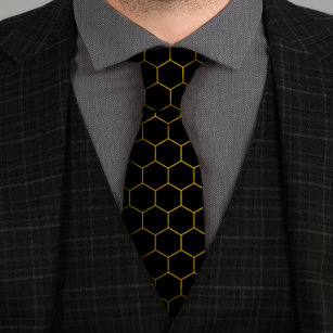 Cravate Simple et élégant motif de nid d'abeille jaune noi