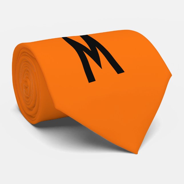 Cravate Simple Moderne Néon Orange Fluorescent (Roulé)