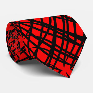 Cravate Simple Scribble Carreaux miroir Rouge