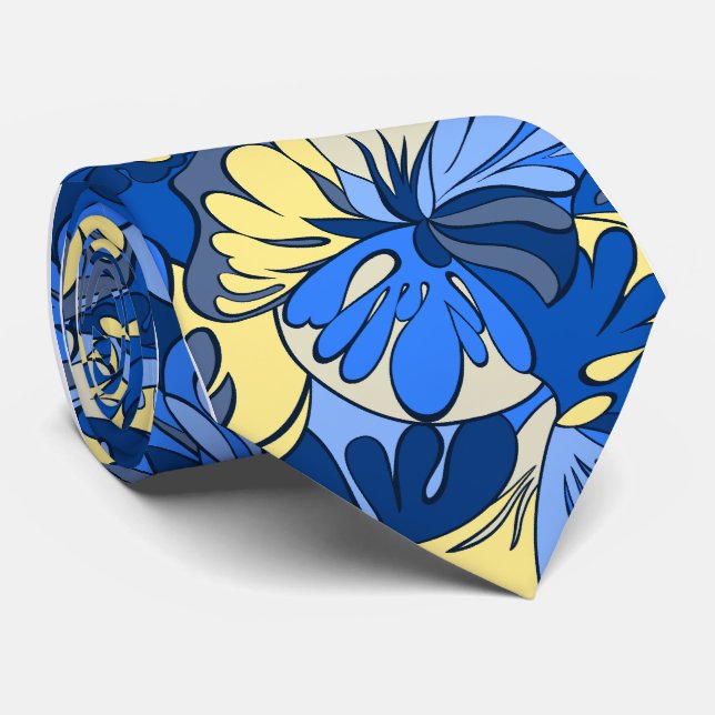 Cravate Simple-side floral de lampe de lave rétro imprimé (Roulé)