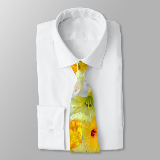 Cravate Simple Yellow Floral Wedding Groomsmen Collection (Attaché)