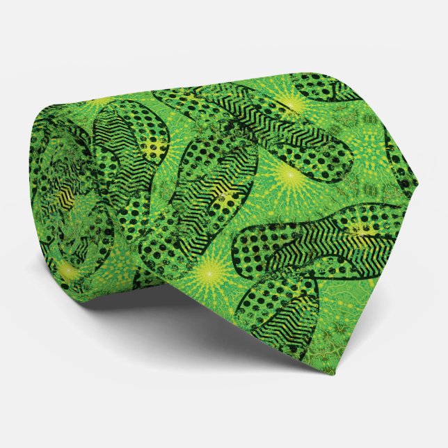Cravate Skater Boy Green Footprints Motif (Roulé)