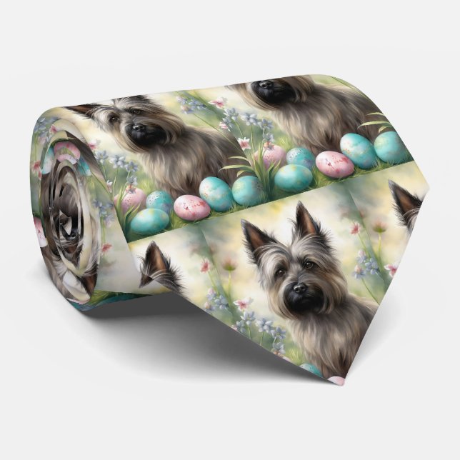 Cravate Skye Terrier Chien avec Oeufs de Pâques Vacances (Roulé)