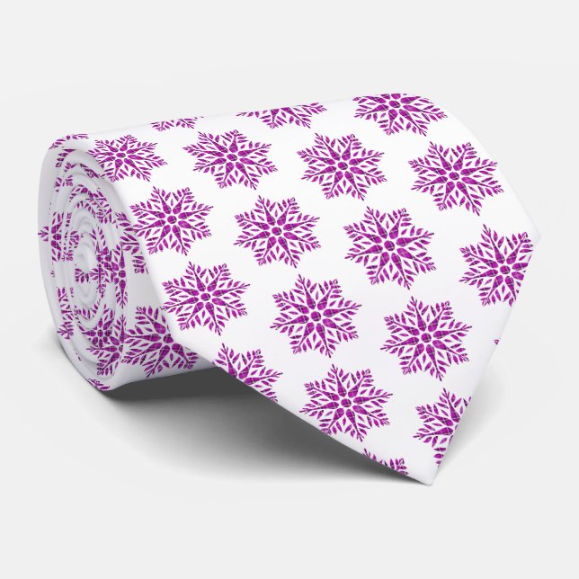 Cravate Snowflake Plaid Pattern Pink Holiday Neck Tie (Roulé)