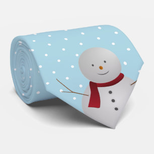 Cravate Snowman bleu et blanc