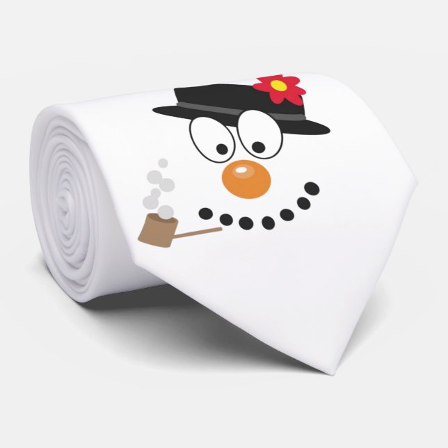 Cravate Snowman Funny Visage mignonne nouveauté Noël (Roulé)