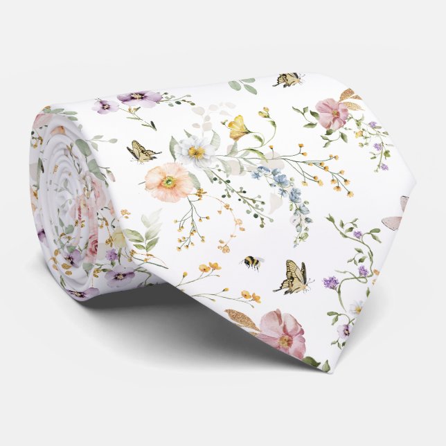 Cravate Soft Pastel Fleur sauvage Spring Meadow (Roulé)