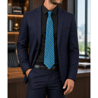 Cravate Solazure bleu royal et jaune à motifs