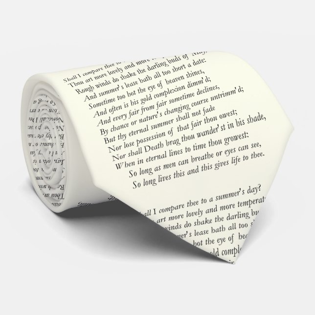 Cravate Sonnet # 18 par William Shakespeare (Roulé)