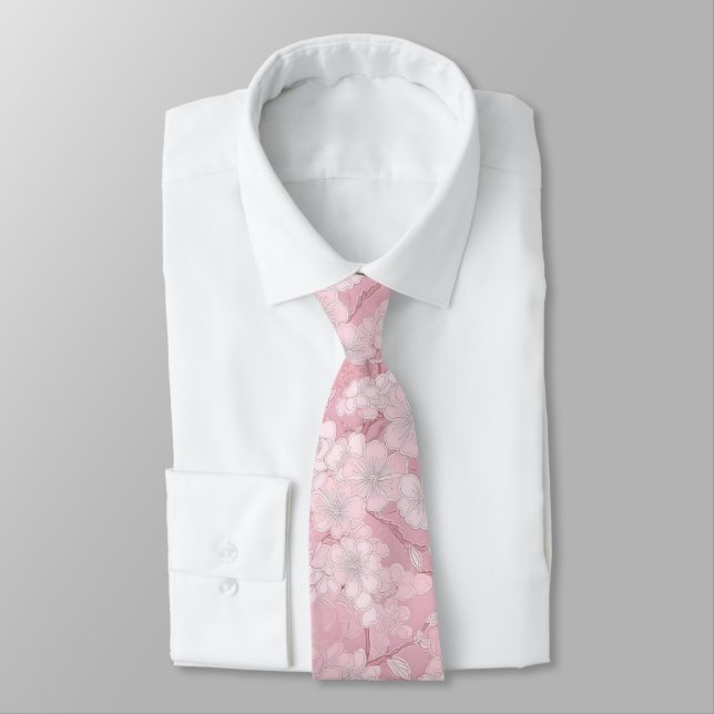 Cravate Sophisticated Cherry Blossom Floral  (Attaché)