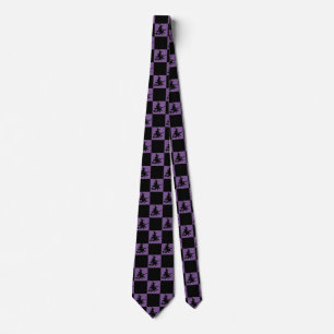 Cravate Sorcières noires à carreaux noirs et violets