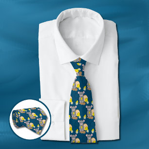 Cravate Souris de dessin avec fromage cool bleu océan crav