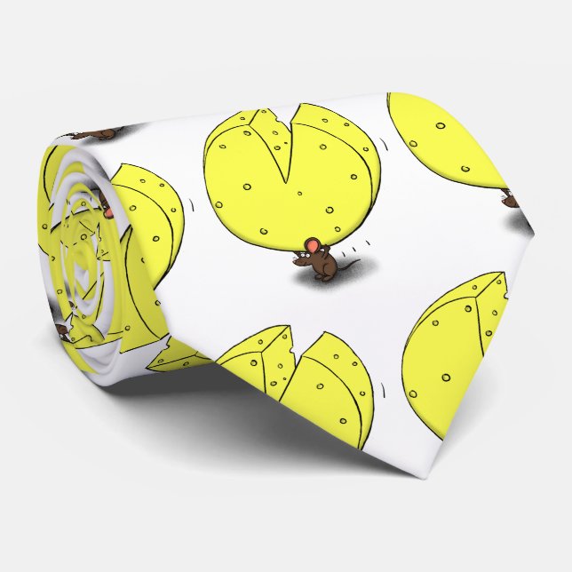 Cravate Souris mignonne avec dessin animé au fromage (Roulé)