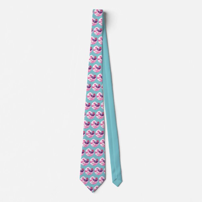 Cravate Spaceman surfant La Grande vague rose (Devant)