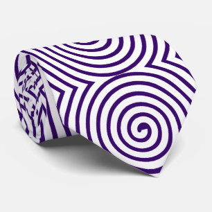 Cravate Spiral Pattern - White with Deep Purple
