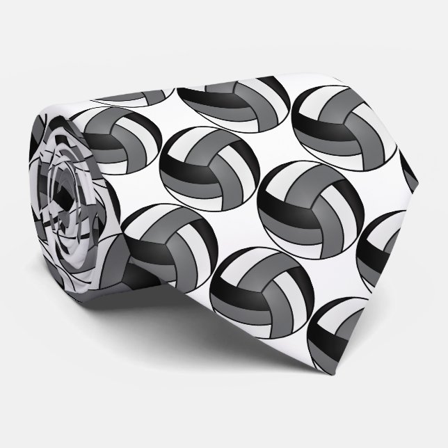 Cravate Sport Volley-ball blanc, noir et gris (Roulé)