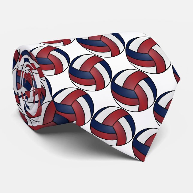 Cravate Sport White, Dark Red et Dark Blue Volleyball (Roulé)