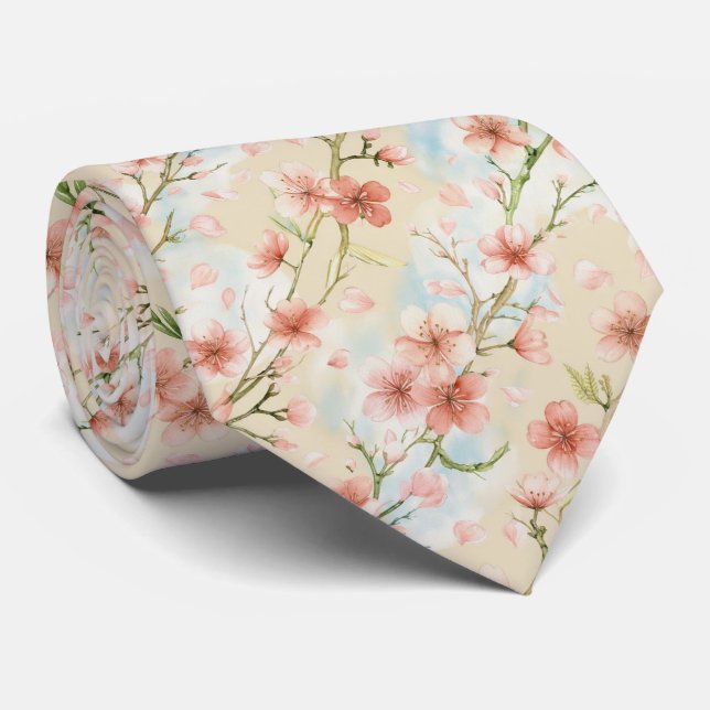 Cravate Spring Cherry Blossom Pattern (Roulé)